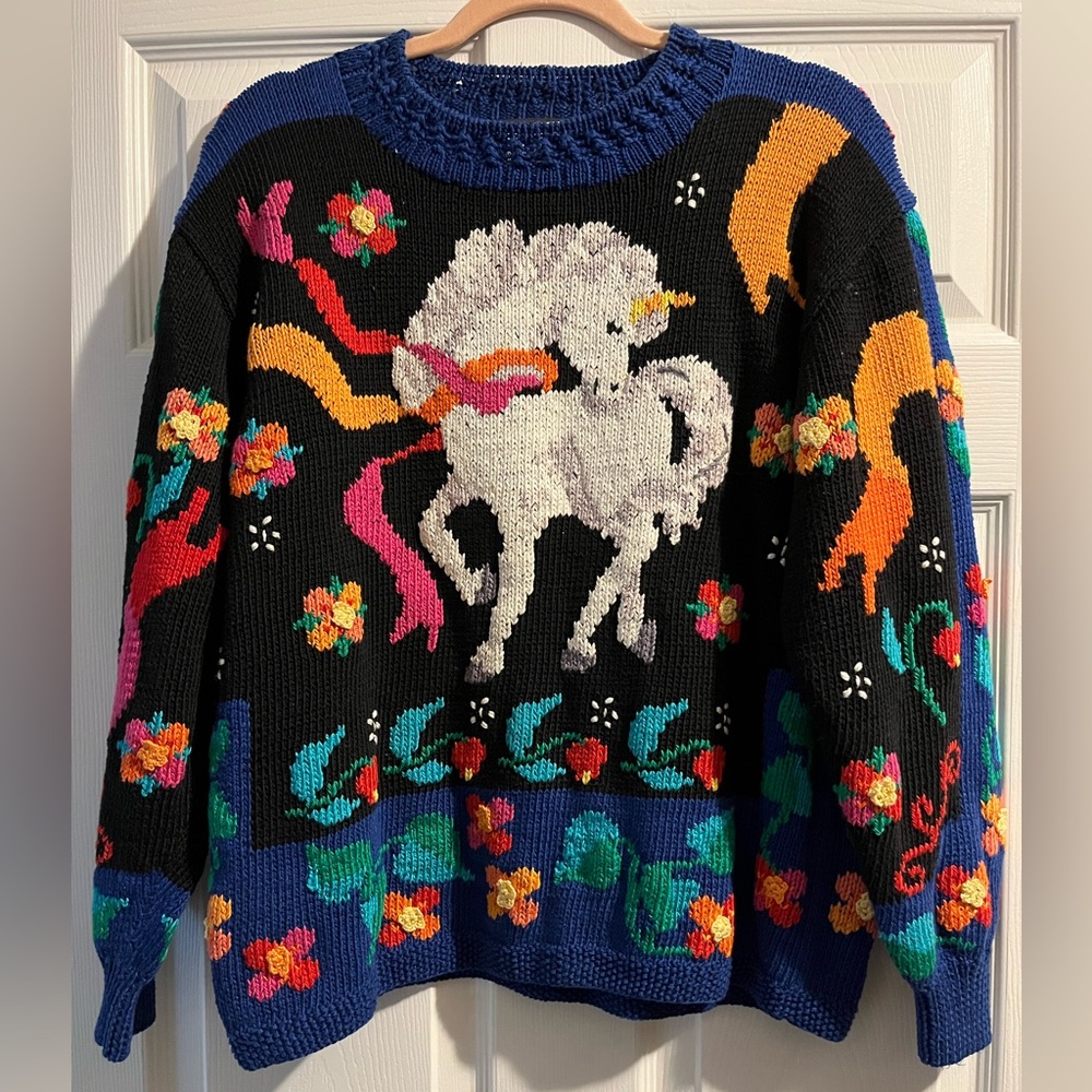 Vintage 1989 RARE Berek Unicorn sweater